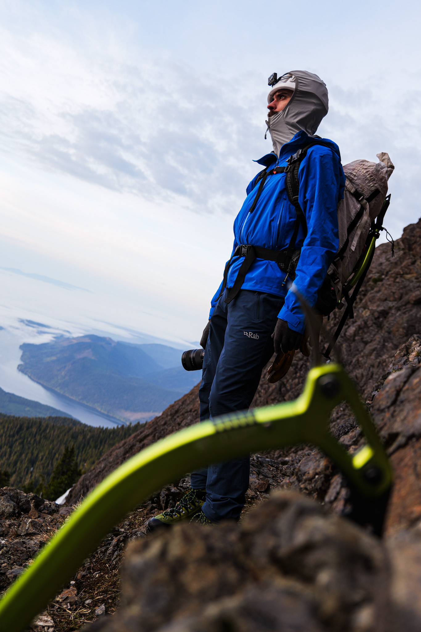 Mountaineer on summit ridge