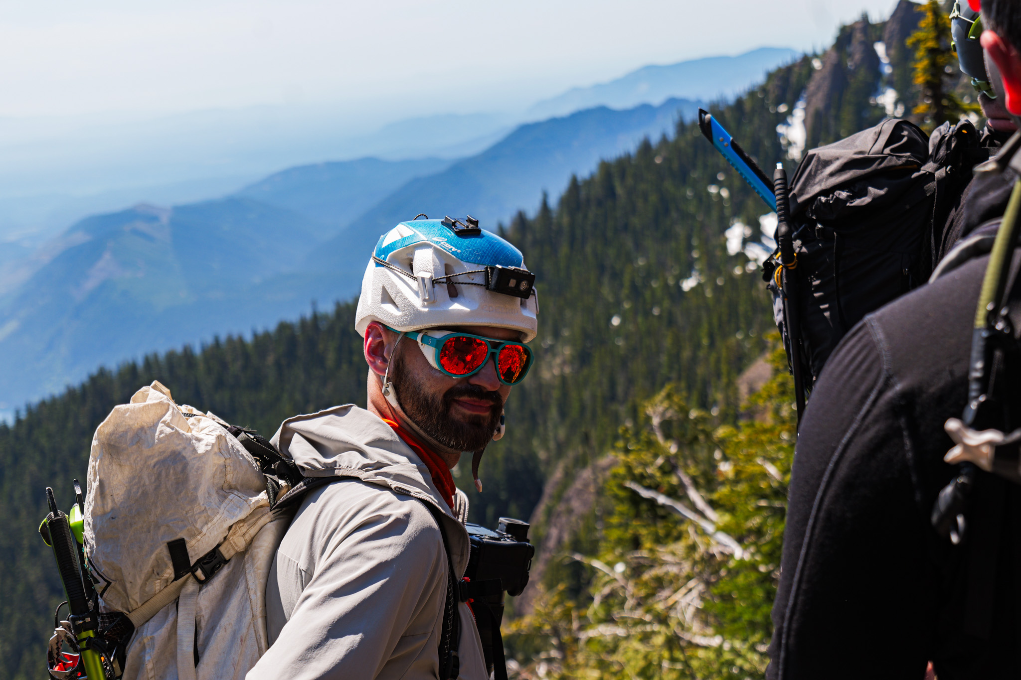 Athlete with helmet and sunglasses